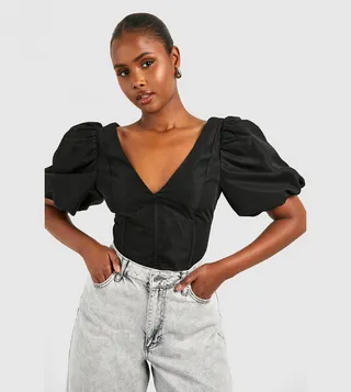 Puff Sleeves V-Neck Top