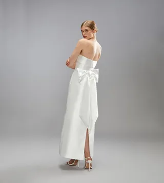 Statement Bow Back Bardot Wedding Dress