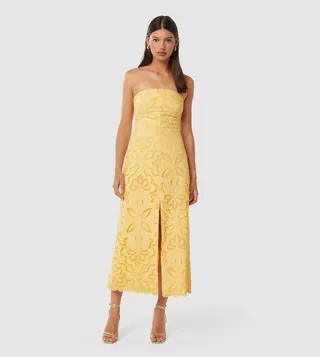 DAPHNE Broderie Strapless Midi Dress