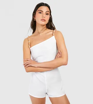 Linen Beaded Romper