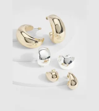 Mixed Metal 3 Pack Chunky Hoop Earrings