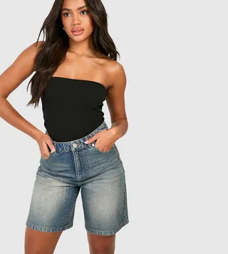 Faded Denim Shorts