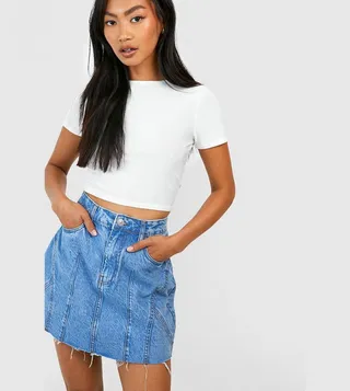 Solid Denim Mini Skirt
