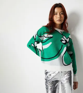 Abstract Floral Jacquard Sweater