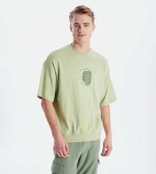 Printed Short Sleeves Sweat Top