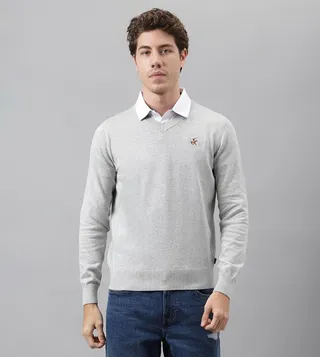 Logo Embroidered V-Neck Sweater