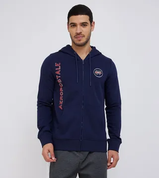 AERO Logo Printed Zip-Through Hooded Jacket