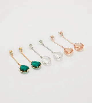 Cares-Na Set of 3 Crystal Dangle Earrings