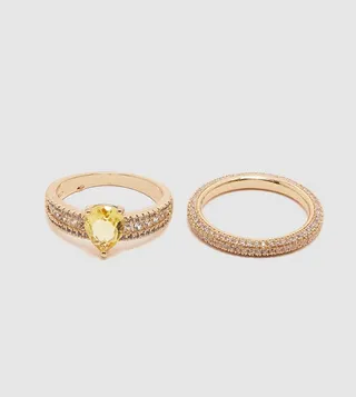 DRIRARI 2 Pack Stone Embellished Rings 