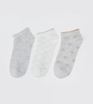 Pack of 3 Patterned Ankle Socks 