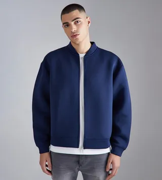 Oversized Boxy Bonded Scuba Bomber Jacket