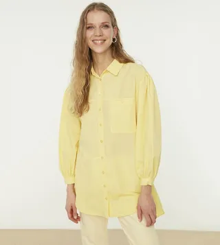 Balloon Sleeve Pocket Woven Shirt