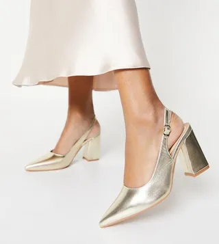 Biddy High Block Heel Pointed Slingback Pumps