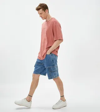 Washed Pocket Detail Denim Shorts