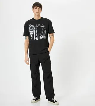 Solid Cargo Detail Parachute Trousers