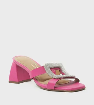 CLARISSA Embellished Block Heel Sandals