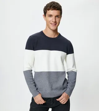 Color Block Long Sleeves Sweater