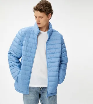 Zippered High Neck Puffer Jacket
