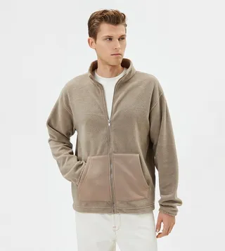 Zippered Long Sleeves Plush Jacket