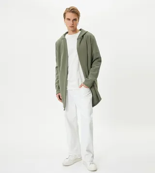 Solid Long Sleeves Hooded Long Cardigan