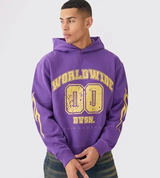 Oversized Boxy Worldwide Varsity Hoodie
