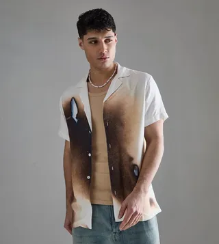 Short Sleeves Viscose Burnt Ombre Shirt