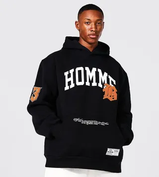 Oversized Appliqued Varsity Hoodie