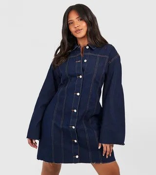 Raw Hem Denim Shirt Dress