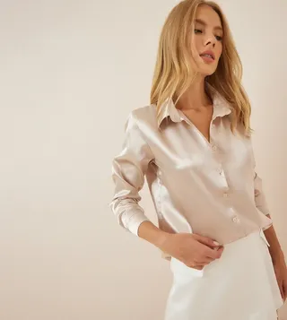 Solid Satin Long Sleeves Shirt