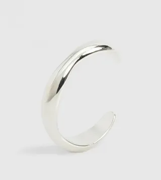 Silver Asymmetric Wavy Cuff Bracelet