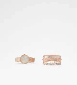 ADEDENA Analog Watch and Embellished Bracelet Set