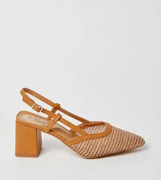 Dea Woven Slingback Block Heel Pumps