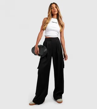 Tailored Relaxed Fit Pleated Cargo Trousers