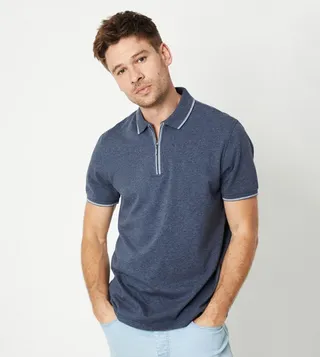 Fine Tipping Zip Polo T-Shirt