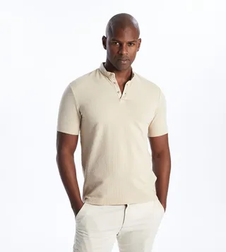 Solid Stand Collar Short Sleeves T-Shirt