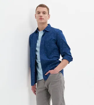 Printed Slim Fit Button-Up Shirt