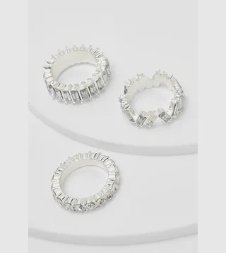 Pack of 3 Diamante Rings