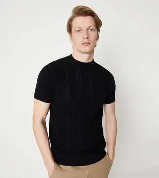 Open Stitch Crew Neck T-Shirt