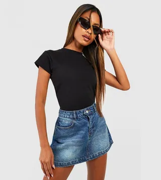 Basic Cotton Cap Sleeves Fitted T-Shirt