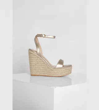 Metallic Barely There High Wedge