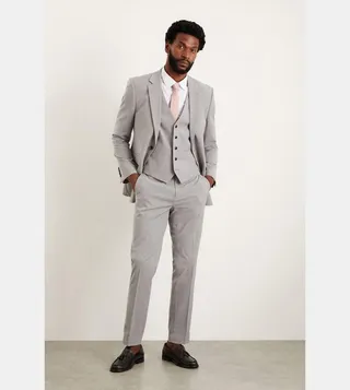 Slim Fit Light Grey Suit Trousers