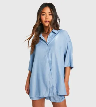 Solid Chambray Oversized Shirt
