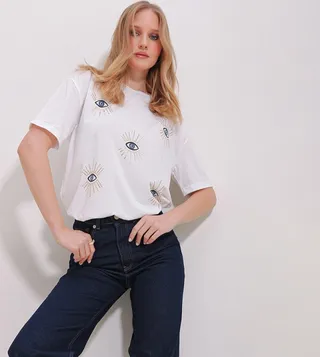 Evil Eye Printed Short Sleeves T-Shirt