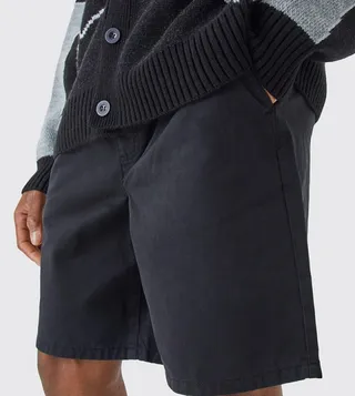 Relaxed Fit Elastic Waist Chino Shorts