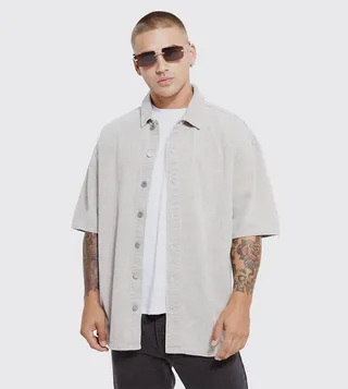 Acid Wash Short Sleeves Oversized Shirt