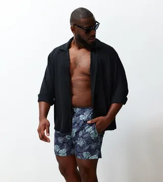 Plus & Tall Tropical Patterned Swim Shorts