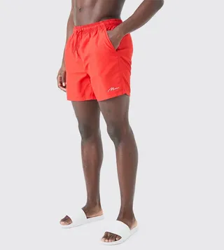 Signature Print Mid Rise Swim Shorts