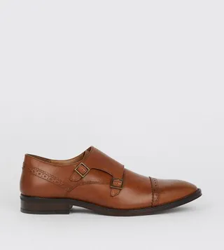Tan Leather Smart Monk Strap Formal Shoes