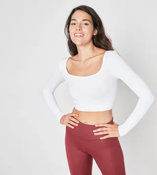Seamless Square Neck Sports Crop Top 