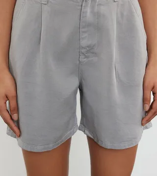 Pleat Detail Denim Shorts